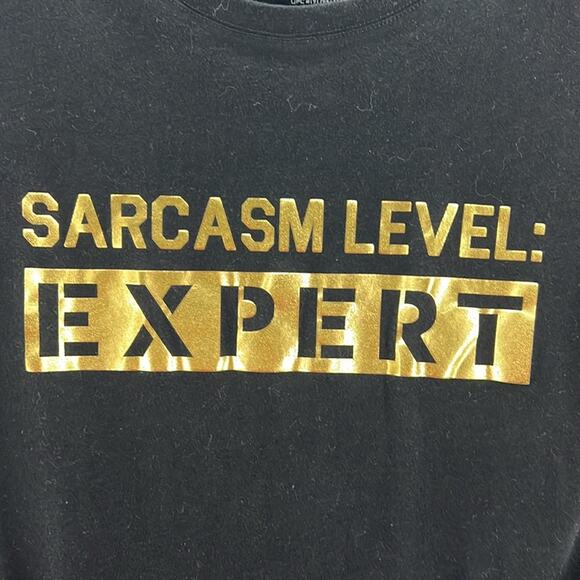 Wound Up “Sarcasm‎ Level:EXPERT” Black Graphic Short Sleeveless Fitted T-Shirt L - Picture 2 of 6